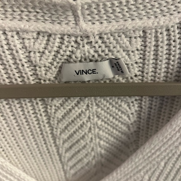 Vince Optic White‎ Ribbed Chunky Knit Oversized V-Neck Sweater Minimalist - Picture 7 of 8